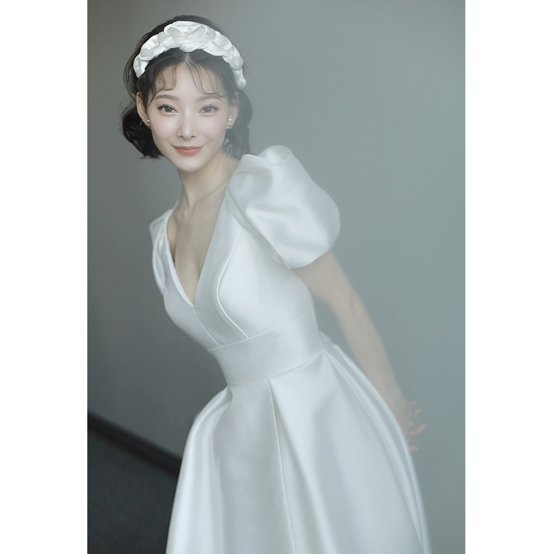 Robe De Soirée De Mariage, Simple Wedding Dress, Wedding Dresses For Women, Short Sleeve Wedding Dress, Satin Bridal Dresses, Vestidos De Novia,