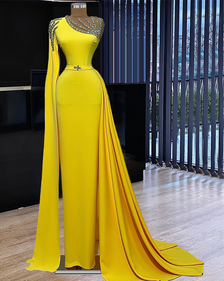 Modest Prom Dresses, Yellow Prom Dresses, Elegant Prom Dress, Beaded Prom  Dresses, Robes De Cocktail on Luulla