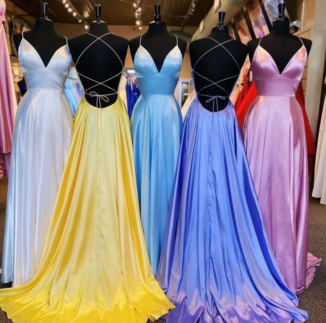 A Line Prom Dresses, Satin Prom Dresses, Prom Dresses Long, Vestidos De Fiesta De Longo, Prom Dresses, Simple Prom Dress, Spaghetti Strap Prom