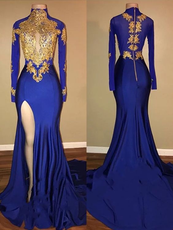 High Neck Evening Dresses, Royal Blue Evening Dresses, Vestidos De Fiesta, Evening Dresses Long, Formal Party Dresses For Black Girl, Mermaid