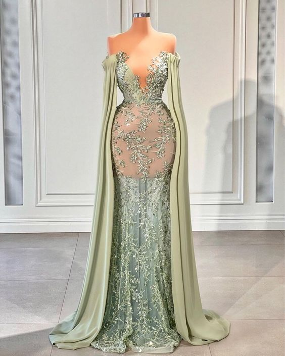 Dubai Fashion Prom Dresses, Green Prom Dresses, Luxury Prom Dresses, Lace Applique Prom Dresses, Muslim Prom Dresses, Prom Dresses 2024, 2025