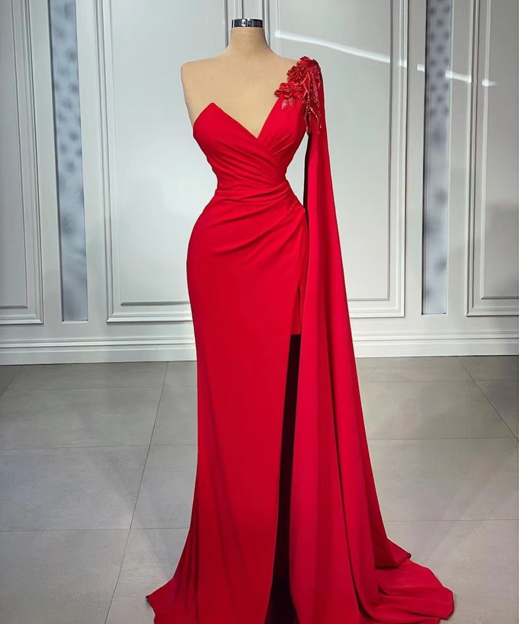 Red Evening Dress, Simple Prom Dresses, Abendkleider, Formal Dresses, Lace Applique Evening Dresses, Evening Dresses Long, Elegant Evening