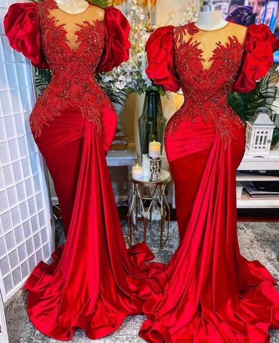 Luxury Evening Dresses, Mermaid Evening Dress, Red Evening Dresses, Beaded Evening Dress, Robe De Soiree Femme, Crystals Evening Dress, Formal