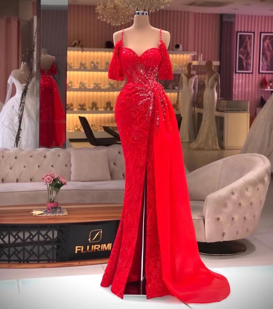 Red Evening Dresses, Abendkleider Luxus 2023, Mermaid Evening Dresses, Red Evening Dresses, Robe De Soiree Femme, Mermaid Prom Dresses, Lace