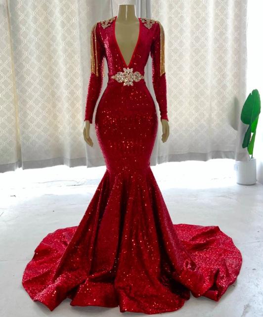Red Prom Dresses, Tassels Prom Dresses, Sparkly Prom Dresses, V Neck Prom Dresses, Modest Evening Dresses, Vestidos De Fiesta, Formal Occasion