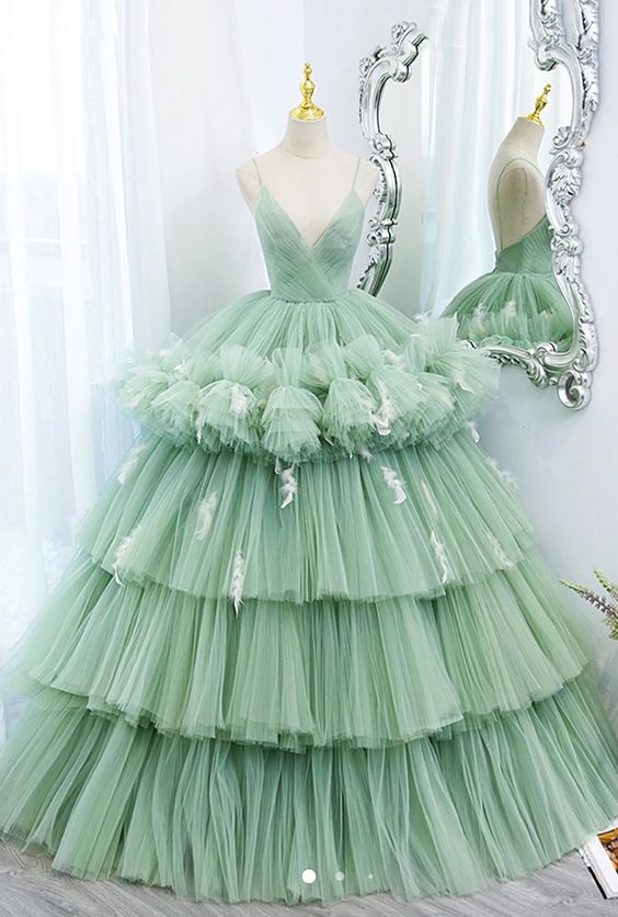 Green Prom Dresses, Robes De Bal, V Neck Prom Dresses, Pageant Dresses For Women, Tulle Prom Dresses, Vestidos De Graduacion, Simple Prom