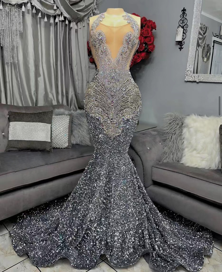 Glitter Party Dresses, Silver Prom Dresses, Luxury Prom Dresses, Abendkleider Luxus 2023, Beaded Crystals Prom Dresses, Sparkly Prom Dresses,