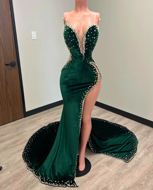 Fashion Prom Dresses, Green Prom Dresses, Sexy Party Dresses, Abendkleider 2023, Beaded Evening Dresses, Prom Dresses With Side Slit, Cocktail