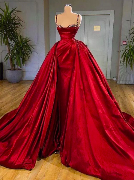 Robes De Bal, Red Prom Dresses, Arabic Prom Dresses, Elegant Prom Dresses, Detachable Train Prom Dresses, Vestidos De Graduacion, Simple Prom