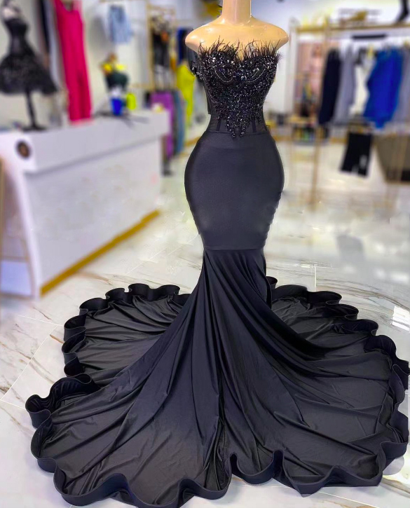 Black Prom Dresses, Feather Prom Dresses, Fashion Party Dresses, Modest Evening Dresses, Robes De Soiree Femme, Formal Dresses, Elegant Prom