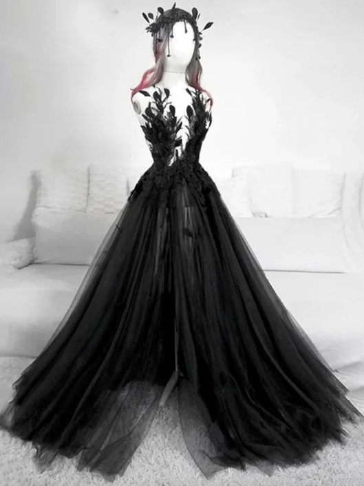 Vintage Prom Dresses, Black Prom Dresses, A Line Prom Dresses, Lace Applique Prom Dresses, Formal Dresses, Vestidos De Fiesta, Robes De Bal,