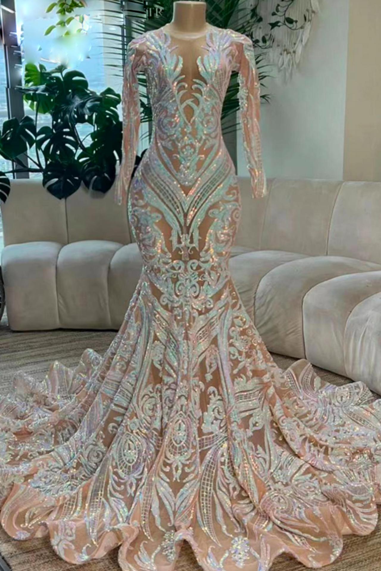 2024 Custom Prom Dresses, Long Sleeve Prom Dresses, Sparkly Prom Dresses,  Arabic Evening Dresses 2025, Fashion Party Dresses, Prom Dresses For