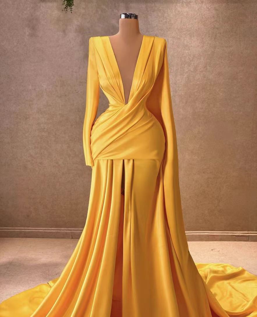 cheap evening dresses in dubai Luxury Dubai Gold Muslim Evening Dresses Elegant Beads Arabic Formal Party  Dress