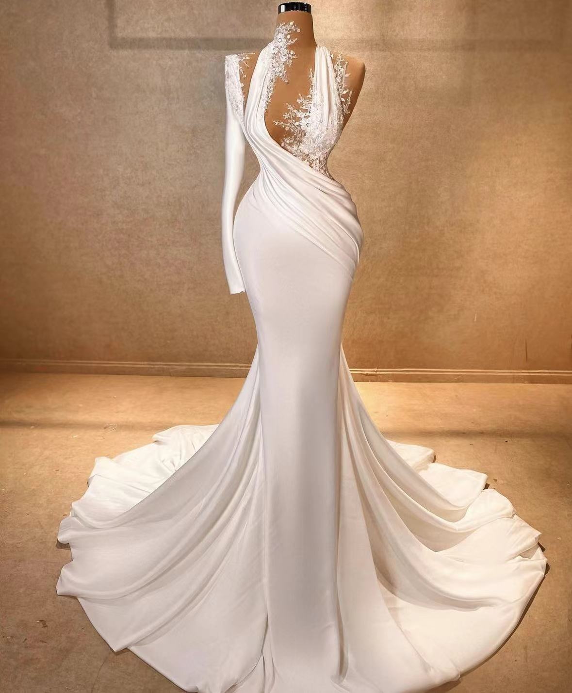 One Shoulder Wedding Dresses, Mermaid Wedding Dresses, Vestidos De Novia, Pleated Bridal Dresses, Robes De Mariage, Bridal Dresses, Simple