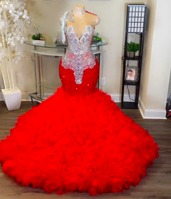 Red Luxury Prom Dresses, Tassel Crystals Prom Dresses, Pageant Dresses For Women, Elegant Prom Dresses, Vestidos De Gala, Formal Occasion