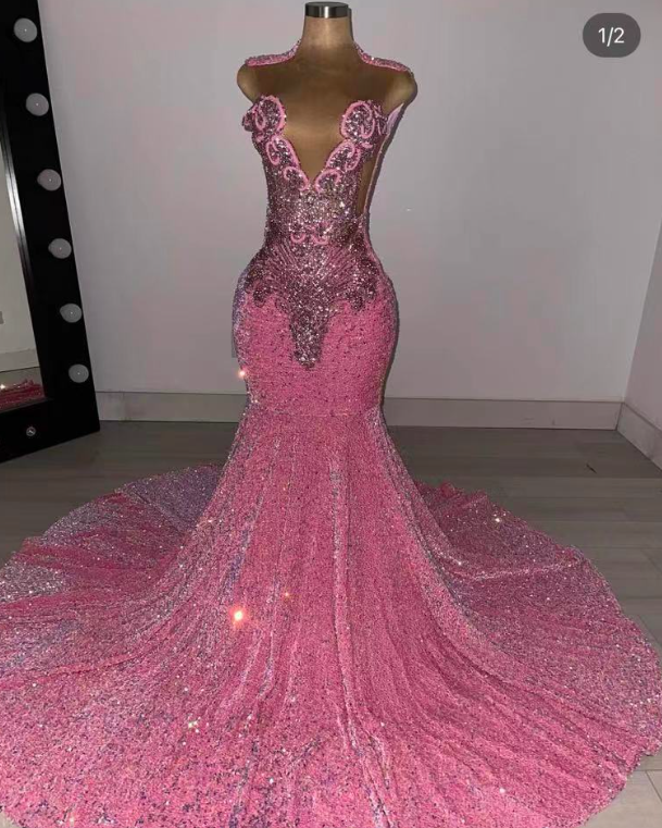 Sparkly Pink Prom Dresses, Luxury Diamonds Party Dresses, Birthday Party Dresses Fashion Women, Glitter Evening Gown, Vestidos Para Mujer,