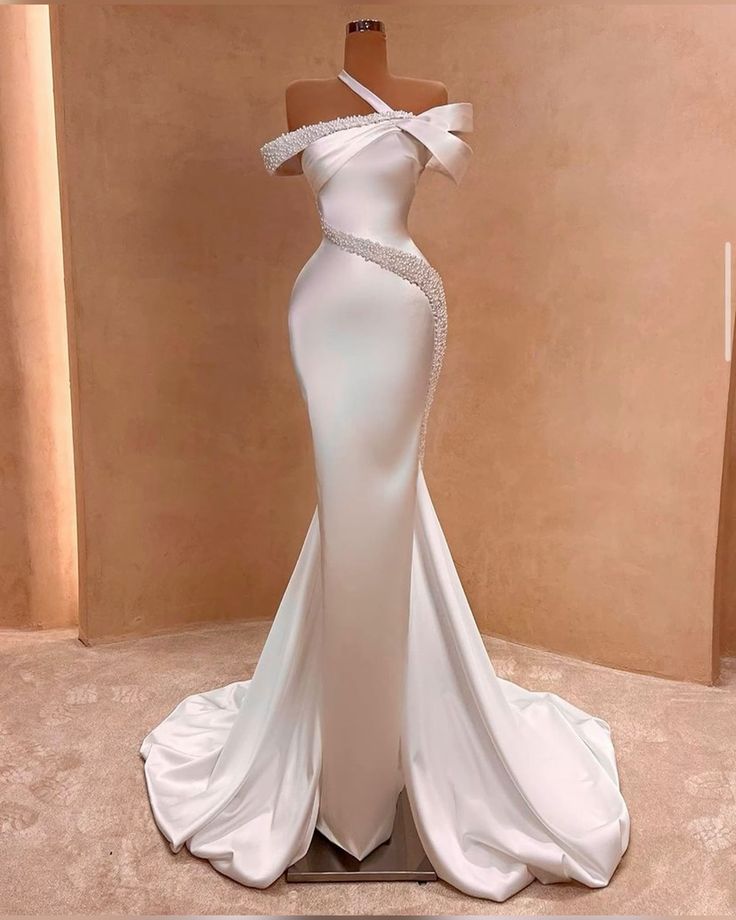 Vestidos De Novia 2024, White Wedding Dresses, Beaded Wedding Dress, Bridal Dresses, Mermaid Wedding Gown, Robe De Mariee, Elegant Wedding