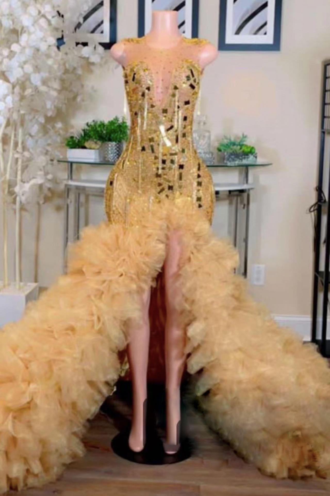 slim fit dress slacks Custom Made Off Shoulder Golden Lace Ball Gown, Golden Formal Dresses, –  jbydress