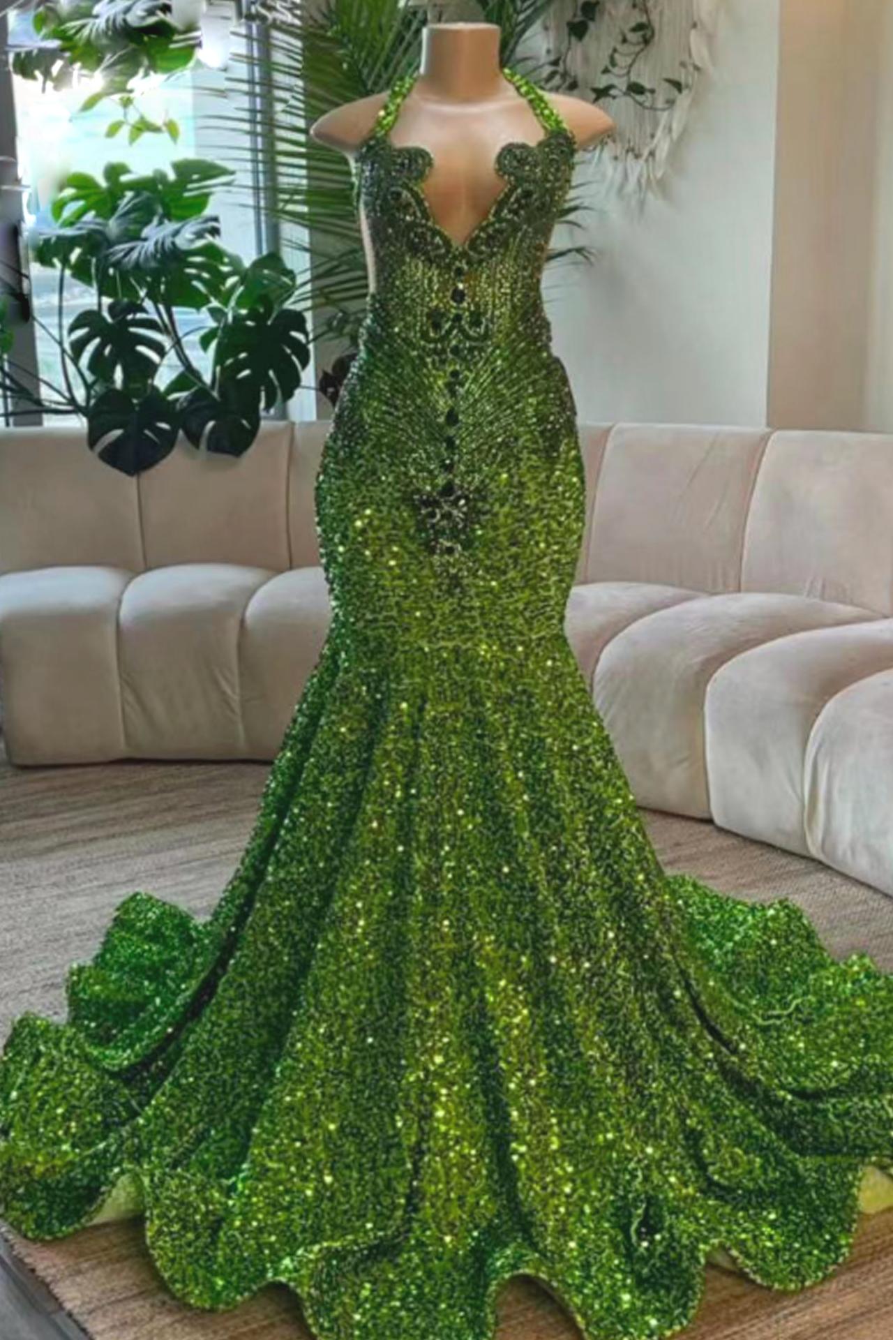 Sparkly Sequin Prom Dresses, Vestidos De Fiesta, Glitter Evening Dresses, Diamonds Prom Dresses, Luxury Prom Dresses, Lime Green Prom Dresses,