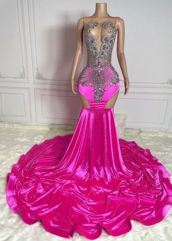 Luxury Rhinestones Prom Dresses, 2024 Prom Dresses, Pink Prom Gown, Modest Evening Dresses, Diamonds Fashion Party Dresses 2025, Formal
