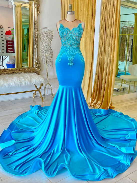 Elegant Prom Dresses 2024, Modest Prom Dresses, Lace Applique Prom Dresses, Formal Occasion Dresses, Blue Evening Gown For Women, Formal Dresses