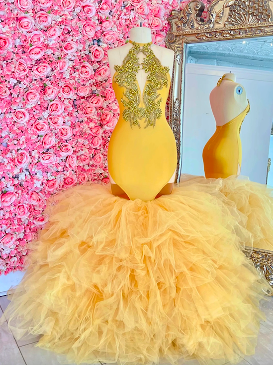 backless prom dresses 2024 Halter Dresses, Gold Beaded Prom Dresses, Custom Prom Gown, Formal Occasion Dress on Luulla with its halter neckline UK SIZE:18 Lace color_light-blue Long Sleeve Backless Dresses