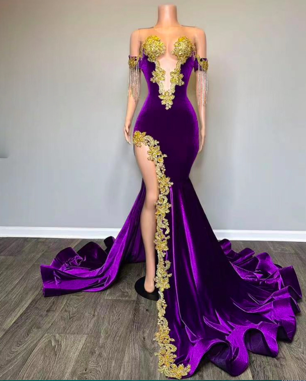 Purple Prom Dresses 2024, Muslim Prom Dresses, Dubai Fashion Party Dresses 2025, Robes De Soiree, Arabic Prom Gown, Mermaid Off The Shoulder