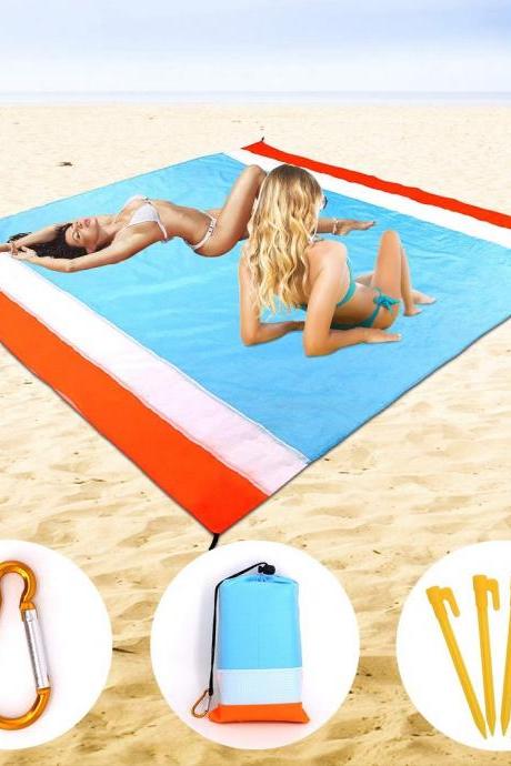 79”*83“ Large Beach Blanket with Pocket Waterproof Outdoor Camping Mat Mattress Portable Lightweight Mat Outdoor Picnic Mat Sand Beach Mat BEM1003