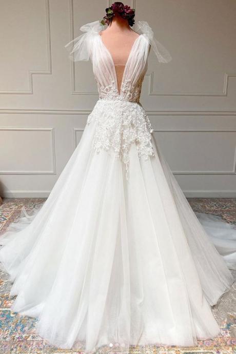 Wedding Dresses For Bride, Lace Applique Wedding Dress, Bridal Dresses, Wedding Gown, Robe De Mariage, Simple Wedding Dresses, A Line Wedding