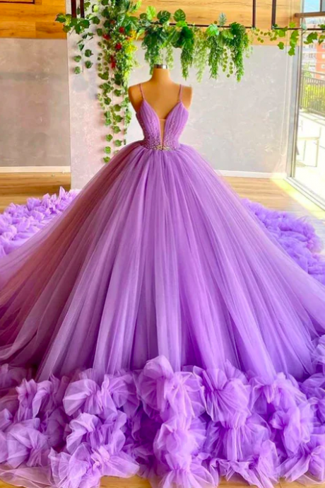 Robes De Cocktail, Purple Prom Dresses, Ball Gown Prom Dresses, Spaghetti Strap Prom Dresses, Princess Prom Dress, Sweet 18 Dresses, Tulle