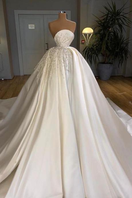 Luxury Wedding Dresses, Wedding Dresses Boho, Strapless Wedding Dresses, Robe De Mariage, Beaded Wedding Dresses, Elegant Wedding Dresses,