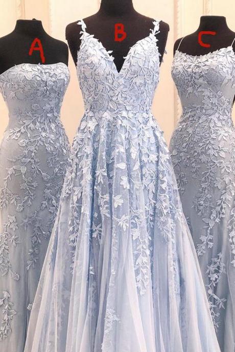 Blue Lace Prom Dresses, Senior Formal Dresses, Evening Dresses Long Luxury 2024, Lace Applique Prom Dresses, 2025 Prom Dresses, Prom Dresses For