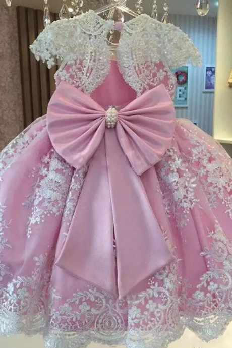 Pink Flower Girl Dresses, Baby Girl Birthday Party Dresses, Toddle Little Girl Dresses, Lace Flower Girl Dresses, Flower Girl Dresses For