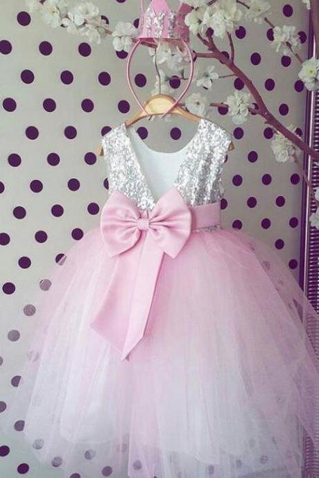 Sparkly Flower Girl Dresses, Tutu Dresses, Baby Girl Birthday Party Dresses, Pink Kids Prom Dress, Pink Flower Girl Dresses, Flower Girl Dresses