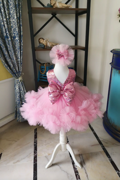 Pageant Little Girl Dresses, Puffy Baby Girl Dresses, Baby Girl Birthday Party Dresses, Flower Girl Dresses For Weddings, Pink Flower Girl