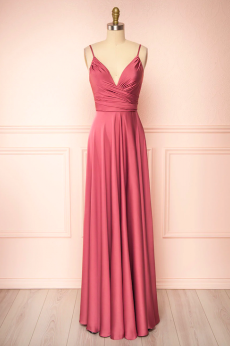 A Line Prom Dresses, Spaghetti Straps Prom Dresses, Bridesmaid Dresses For Weddings, Pink Prom Dresses, Cocktail Party Dresses, Wedding Party