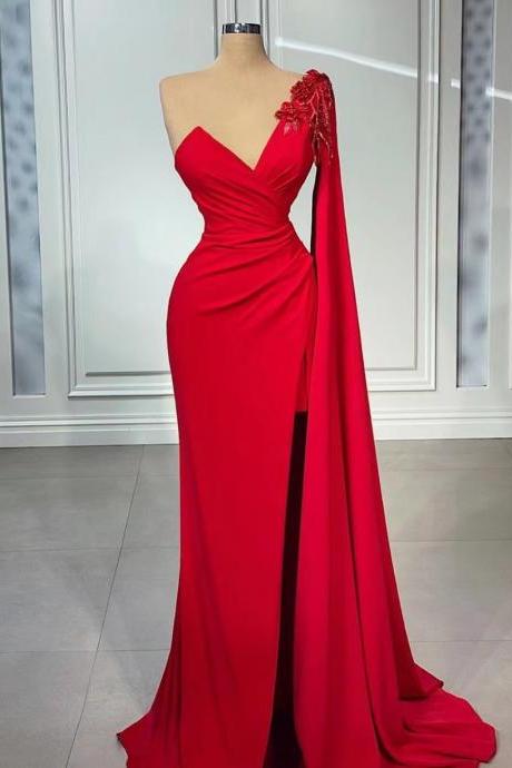 Red Evening Dress, Simple Prom Dresses, Abendkleider, Formal Dresses, Lace Applique Evening Dresses, Evening Dresses Long, Elegant Evening
