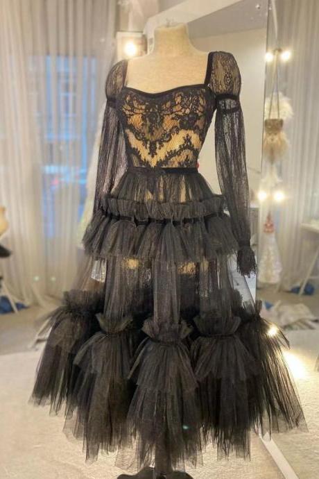 Robe De Soirée Femme, Black Prom Dresses, Lace Applique Prom Dress, Vintage Prom Dresses, Robes De Cocktail, Prom Dress, Vestidos De Ocasión