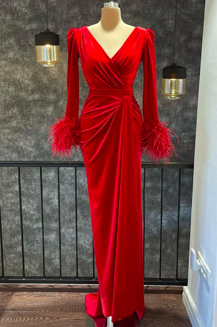 Red Evening Dresses, Feather Evening Dress, Cocktail Dresses, Velvet Party Dresses, Women Fashion Dresses, Elegant Evening Dresses, Vestidos De