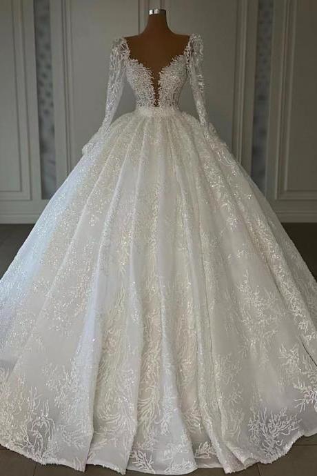 Long Sleeve Wedding Dress, Wedding Dresses For Women, Robe De Mariage, Lace Applique Wedding Dress, Boho Wedding Dress, Wedding Dresses For
