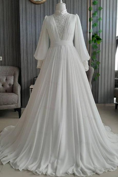 Muslim Wedding Dress, Arabic Wedding Dresses, Chiffon Wedding Dress, Vintage Wedding Dresses, Bridal Dresses, Robe De Mariee, Vestidos De Novia,