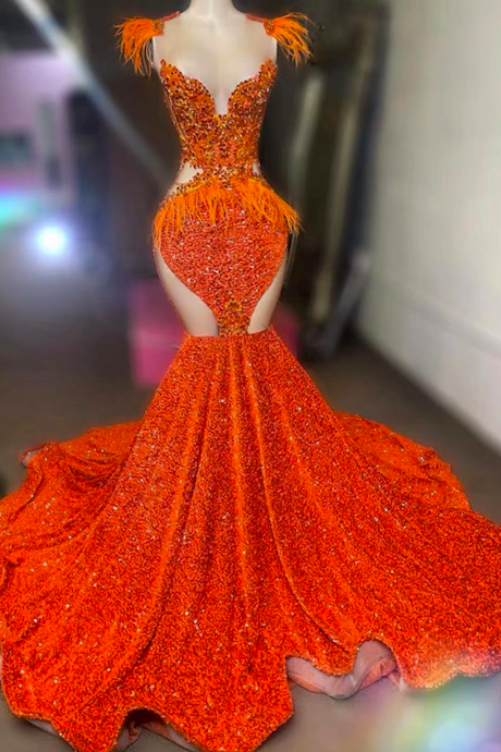 Abendkleider Luxus 2023, Cap Sleeve Prom Dresses, Fashion Party Dresses, Glitter Prom Dresses, Orange Prom Dresses, Robe De Soiree Femme, Mermaid