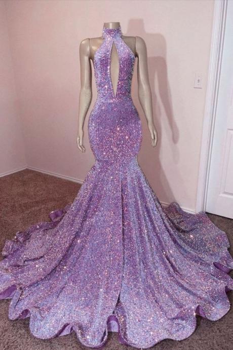 Sequins Prom Dresses, High Neck Prom Dresses, Glitter Prom Dresses, Mermaid Prom Dress, Vestidos De Fiesta, Sleeveless Formal Dresses, Special