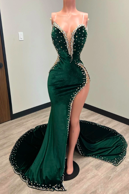 Fashion Prom Dresses, Green Prom Dresses, Sexy Party Dresses, Abendkleider 2023, Beaded Evening Dresses, Prom Dresses With Side Slit, Cocktail