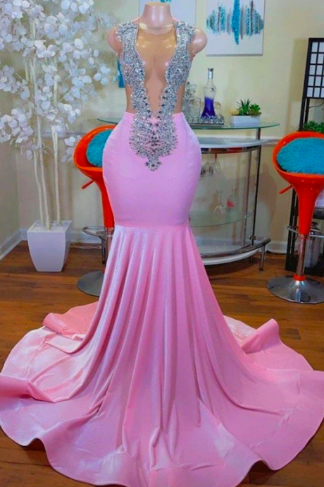 Pink Prom Dresses, Luxury Prom Dresses, Beaded Evening Dresses, Robes Femme Soiree, Cocktail Dresses, Vestidos De Noche, Elegant Prom Dresses, V