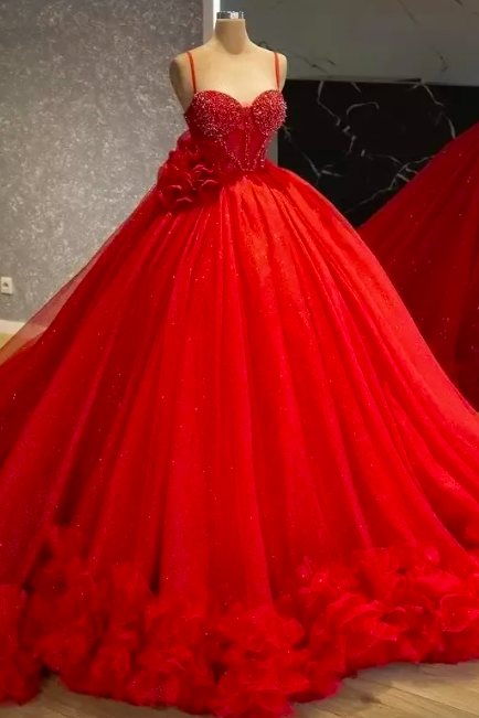 Sweet 16 Dresses, Red Prom Dresses, Tulle Prom Dresses, Beaded Prom Dresses, Robes De Bal, Elegant Prom Dresses, Vestidos De Graduacion, Luxury