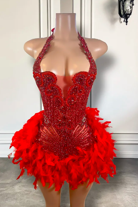 Custom Prom Dresses 2024, Diamonds Prom Dresses, Crystals Party Dresses, Red Prom Dresses 2025, Robes De Cocktail, Feather Prom Dresses, Luxury