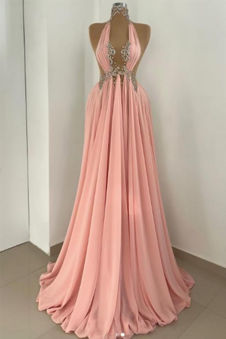 A Line Prom Dresses 2024, Blush Pink Prom Dresses, Beaded Prom Dresses, Dubai Fashion Party Dresses, Vestidos De Fiesta 2025, Pleated Prom