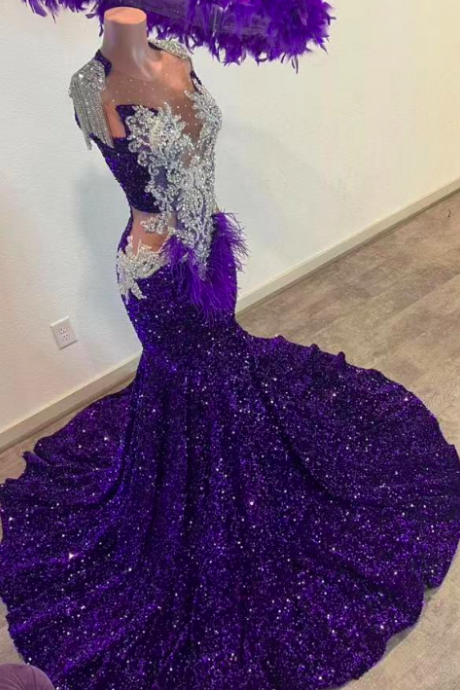 Purple Prom Dresses, Glitter Prom Dresses, Sparkly Evening Dresses, Robes De Soiree, Formal Dresses, Formal Occasion Dresses, Tassels Prom