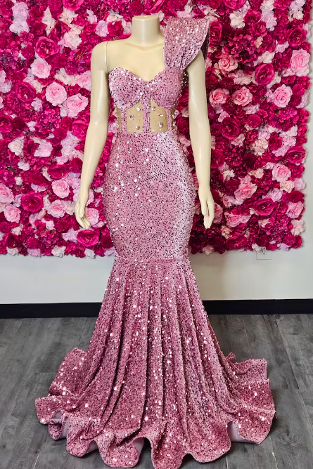 Rose Pink Sparkly Prom Dresses, Formal Dresses, Elegant Prom Dresses, Custom Make Prom Dresses, Sequins Fashion Party Dresses, Vestidos De